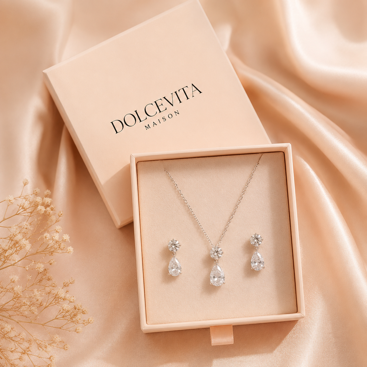 Set Collana e Orecchini Goccia d'Acqua - raffinati e alla moda con zirconi