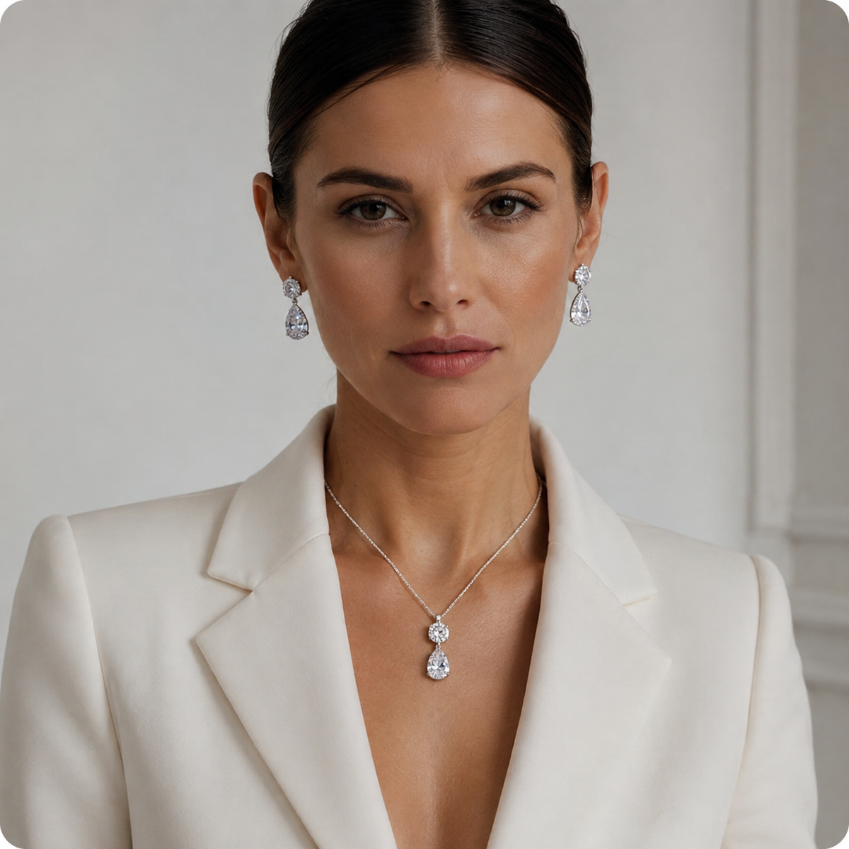 Set Collana e Orecchini Goccia d'Acqua - raffinati e alla moda con zirconi