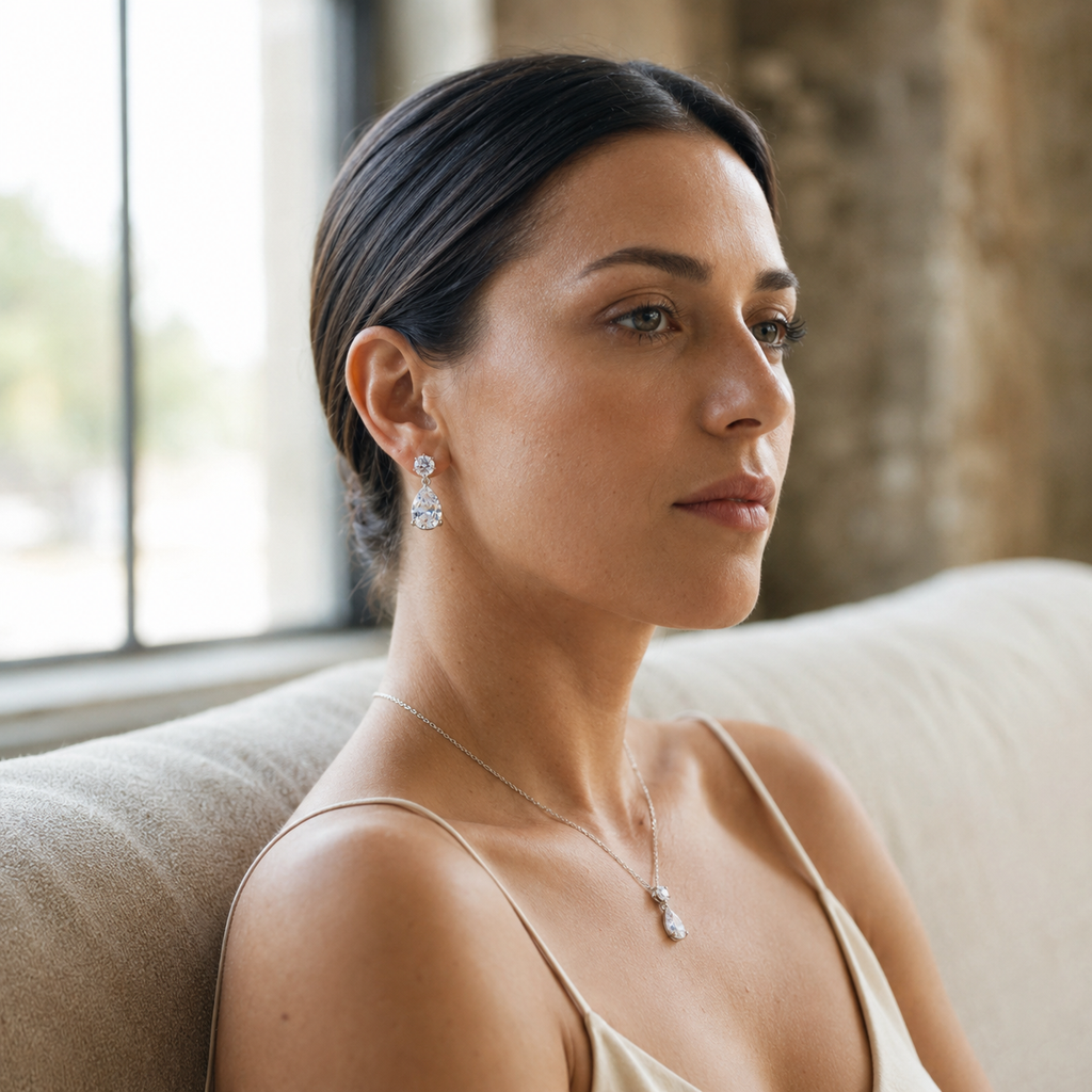 Set Collana e Orecchini Goccia d'Acqua - raffinati e alla moda con zirconi
